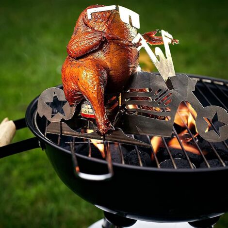 Tragbarer Hähnchenständer, Grillhähnchenständer, Bierdosen-Hähnchenhalter, Grillhähnchenständer, tragbarer Grillhähnchenständer aus Edelstahl, für den Grillofen im Freien (1/4)