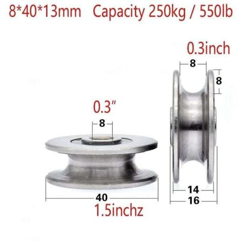 Chiloskit Edelstahl-Rillenkugellager-Riemenscheibe – 8 Mm Innendurchmesser, 400 Kg Traglast, Für Seilführung