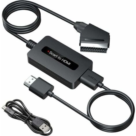 SCART-zu-HDMI-Konverter mit HDMI- und SCART-Kabeln, XU, SCART-zu-HDMI-Konverter, Full-HD-Ausgang (720p/1080p), HDMI-SCART-Adapter – KZQ (1/4)