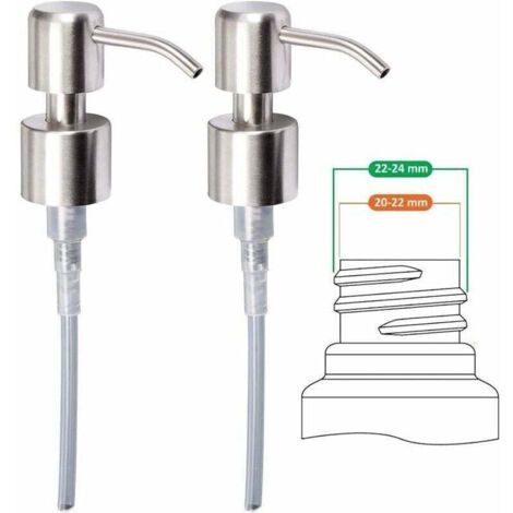 Ersatzpumpe für Flüssigseifenspender – Edelstahl, XU, gebürstete Oberfläche, 2 Stück – 24 mm, Sunburst – KZQ