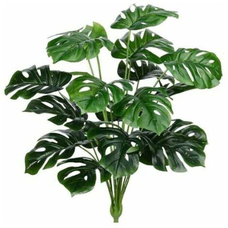 Künstliche Palmenblätter, künstliche Monstera-Schildkrötenblattpflanze, XU, tropische große Palmenblätter, Gartenpflanze, UV-beständige Kunststoffpflanze (Grün) - KZQ (1/4)