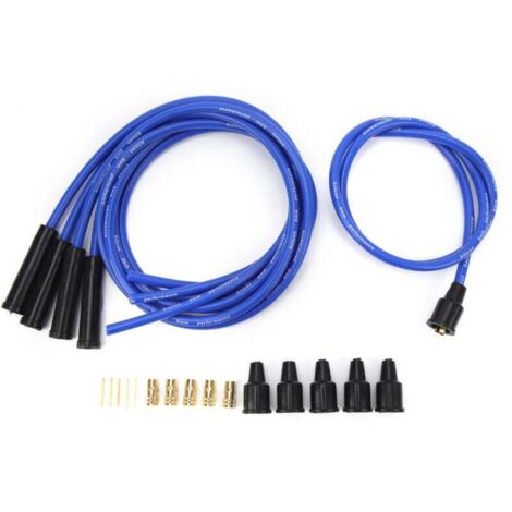 8-mm-Zündkerzenkabel, 1 m lang, hoher Widerstand, XU, stabile Zündleistung für 4-Zylinder-Oldtimer, blau - KZQ (1/4)
