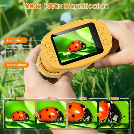 Mikroskop Digital Handy-Mikroskop, Tragbares Taschenmikroskop, Mit 200-fachem Fülllicht Kinder Handy