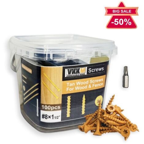Gelbe Holzschrauben, 100 Stück 81-1/2" - Holzbearbeitungsmontage, Haus/Balkon, einfach zu montieren, ideal für Heimwerker (1/5)