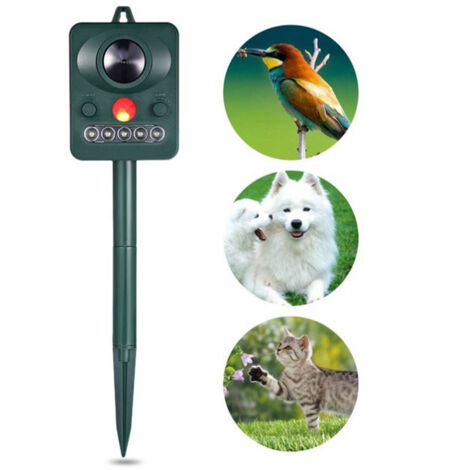 Katzenabwehr für den Außenbereich, Ultraschall-Katzenabwehr, Hundeabwehr, Solaraufladung, USB-Aufladung, hält Hunde, Katzen und Vögel fern, für Gärten, Felder und Baumschulen (1/5)