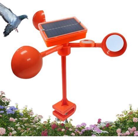 360 Grad drehbarer Solar-Vogelabwehrgerät – Vogelabwehr Taubenfalle für Lager, Rasen, Bauernhof, Hof, Garten, Camping, Terrasse