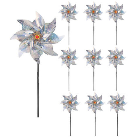 Reflektierender Windmühlen-Vogelschutz – 10er-Set – wetterfester PVC-Material – wirksam auch bei leichtem Wind