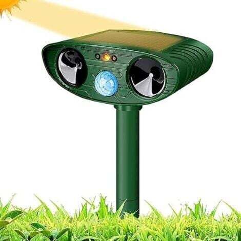 Katzenabwehr Ultraschall, Solar Katzenabwehr, Ultraschall Nagerabwehr mit Bewegungsmelder, Wasserdichter Katzenabwehr für Außenbereich gegen Katzen Hunde Mäuse Waschbären Gartentiere
