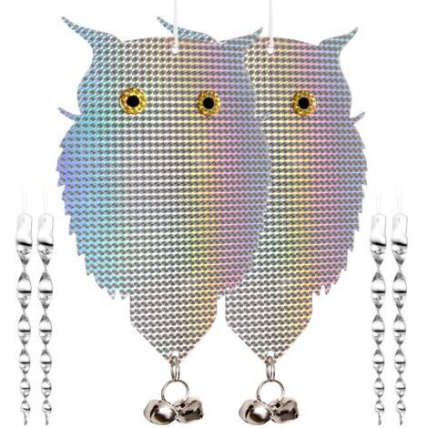 2 Stück Lockvogel mit 4 Reflektorstäben, Vogelabwehrgerät für Tauben, Spike, Kunststoff, zum Aufhängen im Freien, reflektierend, hält Vögel fern, für Haus und Garten