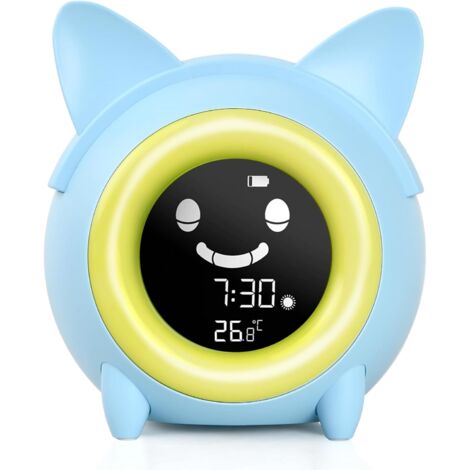 Kinder-Schlaftrainer, Kinderwecker mit Nachtlicht, Digitaler Wecker für Mädchen Jungen, Pädagogischer Kinderwecker, Kinderwecker Kinderwecker für Mädchen/Jungen, 5 Lichtfarben