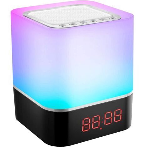 Nachttischlampe, weißes Wecklicht, tragbarer Bluetooth-Lautsprecher, mehrfarbiges Nachtlicht, digitaler Wecker mit Touch-Steuerung (1/5)