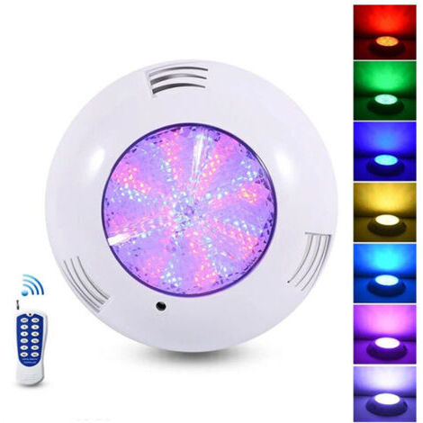 Harzgefüllter LED-Poolstrahler, extraflache, mehrfarbige, dimmbare RGB-Unterwasser-Poolleuchte mit 35 W und Fernbedienung, Abstrahlwinkel 140°, wasserdichte LED-Glühbirne 12 V AC, Schutzart IP68, für