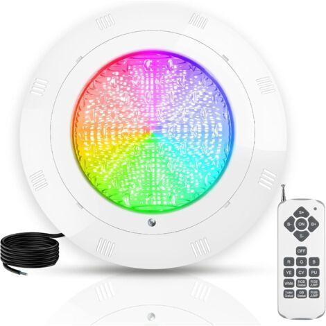 36W LED Piscine PAR56 Étanche IP68 Lampe Piscine RGB LED Submersible Lumière 12V DC/AC Projecteur de Pisciner Angle de faisceau 120° avec Télécommande 5 couleurs réglables 12