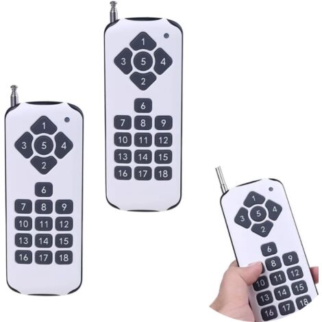 2-teiliges Multifunktionszubehör – 18-Kanal-433-MHz-Funkfernbedienung, leistungsstarker Funksender zum Schalten von Alarmen – Weiß – Sonstige