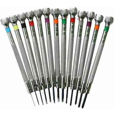 Präzisionschraubendreher-Set: Uhrmacherwerkzeug, 13-teilig, flache Spitzen, verschiedene Größen, ideal für Uhrreparaturen
