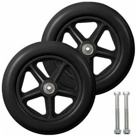 Vorderräder 8 Zoll (2er Set), robuste & rutschfeste Ersatzräder, für Rollstühle, Gehhilfen & Rollatoren (schwarz)