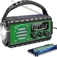 20000 mAh Dynamo-Überlebensradio (SW/AM/FM) mit Dynamo-Überlebenstaschenlampe, tragbares Aufladen von Mobiltelefonen, SOS-Funktion, für Notfälle/Zuhause (grün)