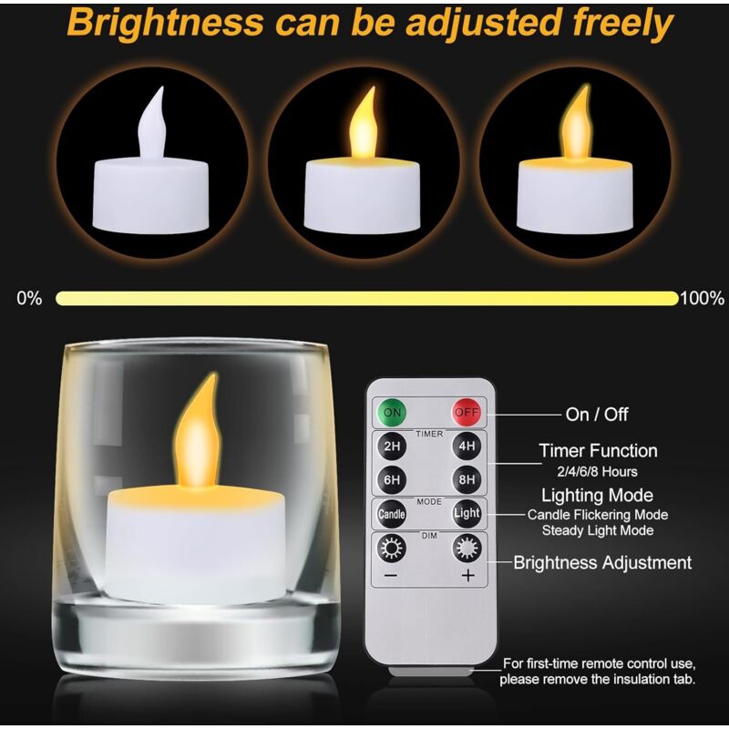 Candele LED Ricaricabili Per Halloween | Set Da 12 Con Telecomando E Timer | Luce Calda Dimmerabile E Effetto Fiamma Realistica | Per Decorazioni Casa
