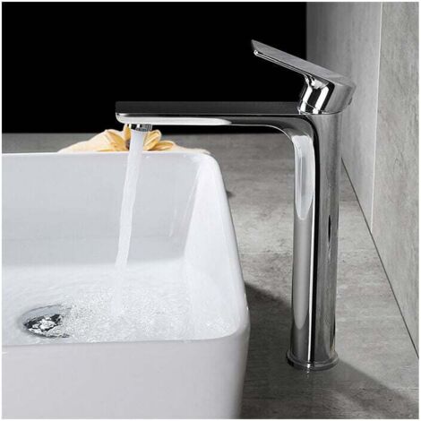 Miscelatore per lavabo con beccuccio alto di design, grande rubinetto