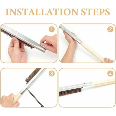 Raschietto Grill Professionale Spazzola Per Forno Pizza In Ottone - 23,2 Pollici, Con Raschietto, Manico Alluminio Spazzola Pietra Refrattaria - Foto 9