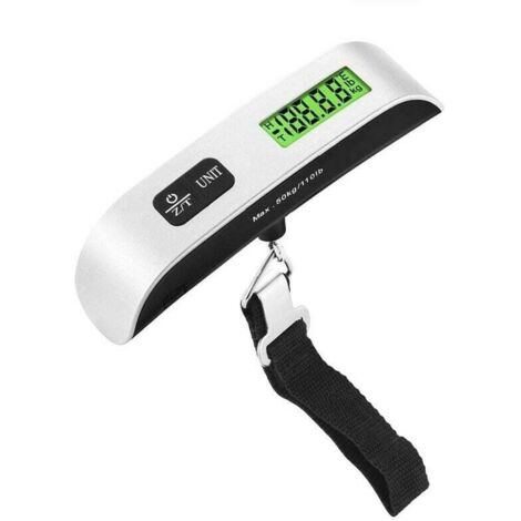Bilancia Elettronica Portatile Per Bagagli Con Gancio E Cinghia, Display LCD Retroilluminato, Capacità 50 Kg, Precisione 10g, Spegnimento Automatico, Batteria CR2032 Inclusa