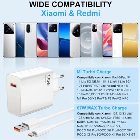 TITACUTE Per XiaoMi 11T 12 Pro Cavo 1M,USB C Cavo di Ricarica Rapida 120W 6 a Fast Charge Dati Fast Turbo Charge compatibili con XiaoMi 12 Pad 5 12 X Mi 11