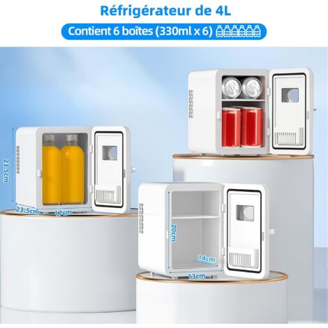 Mini Frigorifero Portatile Reemix 4L | Tiene 6 Lattine, Freddo E Caldo | Per Camera, Auto, Ufficio | Silenziosissimo 28dB