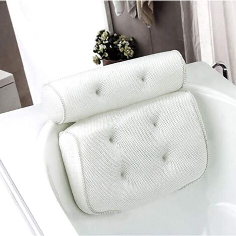 Cuscino Da Bagno Antiscivolo Con Ventose - Supporto Per Testa E Collo, Gonfiabile, Compatto E Morbido (13,78 X 7,87 Pollici) - 2