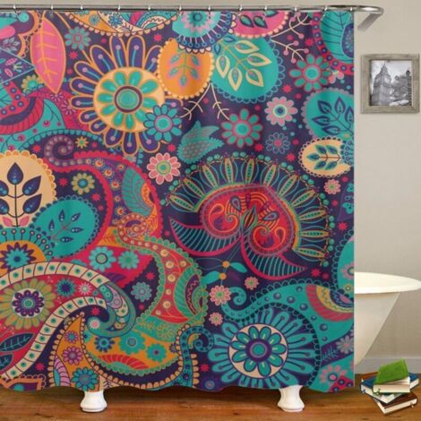 Tenda Doccia Con Farfalle Colorate E Motivo Floreale – 183x183 Cm, Poliestere Impermeabile, Set Con 12 Ganci Per Bagno
