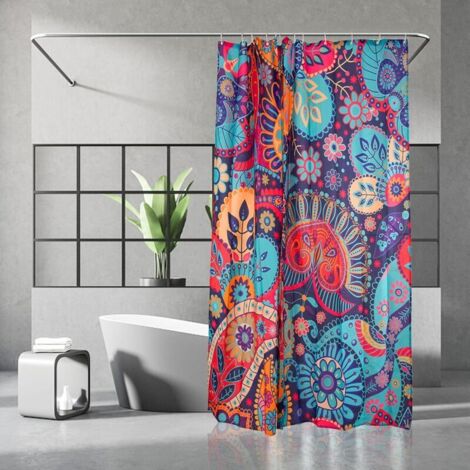 Tenda Doccia Geometrica Astratta, In Poliestere Resistente Alla Muffa, 180x180 Cm, Con 12 Ganci Inclusi, Idrorepellente, Lavabile In Lavatrice - 2