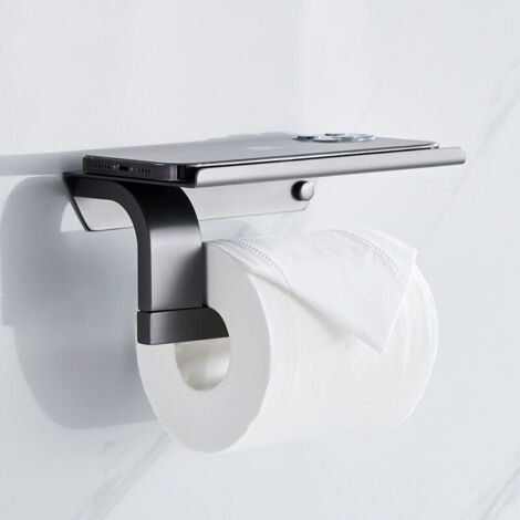 Porta Carta Igienica Adesivo Con Porta Cellulare – Acciaio Spazzolato, 2 In 1 Per Bagno - 2