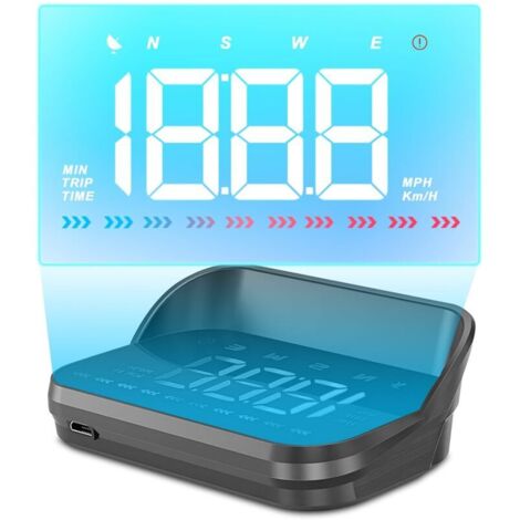 Head Up Display Auto, Modalità OBD 2 GPS Tachimetro Auto Universale con Inclinometro con Funzione di Avviso, Valore Rpm e Velocità Identificabili