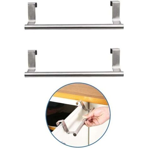 Sopra L'armadio Porta Asciugamani, Confezione da 2 in Acciaio Inox Sopra Porta Portasciugamani Porta Asciugamani da Cucina Porta Asciugamani Per Bagno E Cucina(23cm
