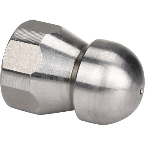 Boquilla de chorro de alcantarillado fija de acero inoxidable, boquilla de botón de 3/8 pulgadas, orificio hembra 4.0, 4000 PSI (1/5)