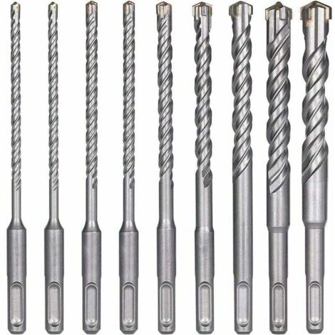 Brocas para hormigón de alta calidad: Juego de 9 brocas para martillo eléctrico SDS-Plus para hormigón, ladrillo y piedra natural. (1/4)
