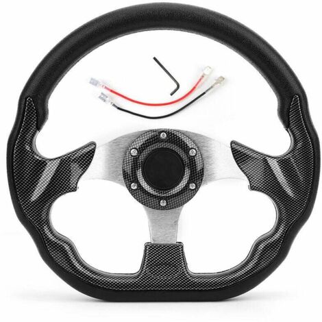 Volante universal de fibra de carbono KZQ de 320 mm para coche de carreras con botón de bocina (1/4)