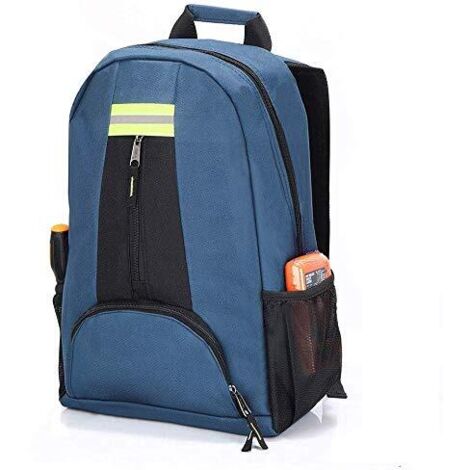 Bolsa herramientas electricista (azul), mochila resistente multibolsillos, organizador, compatible con Klein, HVAC y CLC
