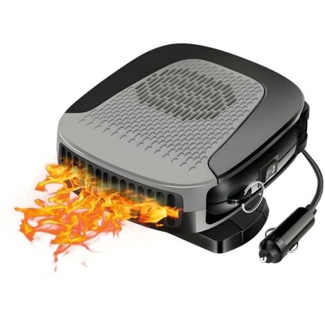 Calefactor portátil para coche con desempañador, 150 W, se conecta al encendedor y gira 360° (gris)