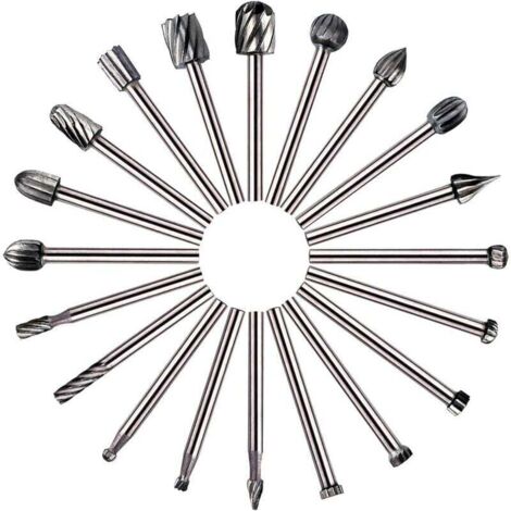 20 fresas para herramientas rotativas HSS, ideales para Dremel y otros accesorios de bricolaje, carpintería y grabado. (1/4)