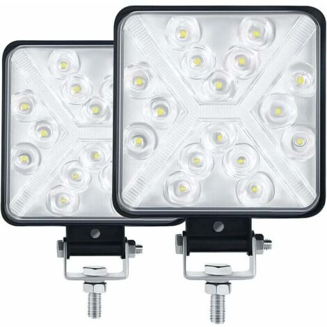 Luz trabajo LED KZQ 4 pulgadas (par), 300 W 12000 LM 6000 K, IP67, lente cuadrada 8D, para tractor, motocicleta, SUV, camión, garaje y jardín