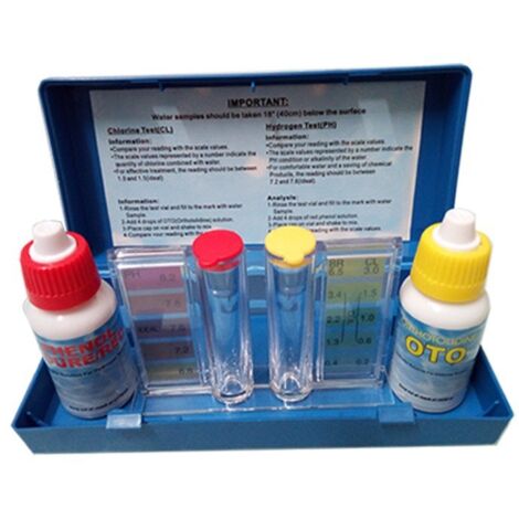 Kit de prueba de agua ácida y alcalina, kit de prueba de pH, kit de prueba de cloro residual, kit de prueba de agua de piscina, juego de reactivos para prueba de agua, agente de prueba OTO