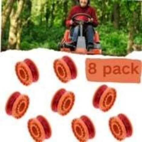 Kit de accesorios para cortadora de césped (8 piezas): incluye carretes para césped, hilo de corte de nailon naranja, piezas para cortadora y herramientas para deshierbe (1/4)