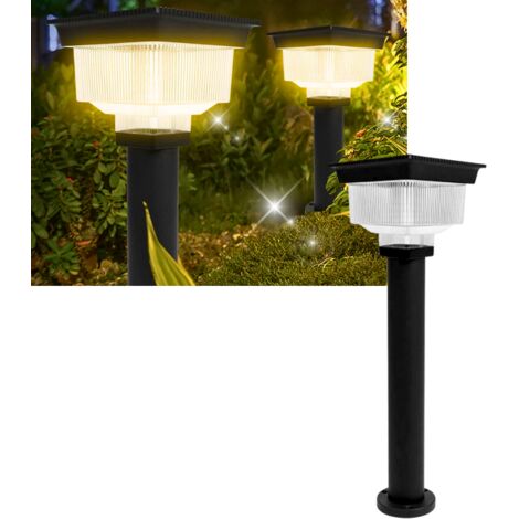 Lámpara de columna cuadrada minimalista blanca moderna: con alta transmitancia de luz, función de farol de poste y luz LED solar para pilar, resistente al agua y al óxido (1/4)