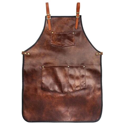 Delantal de cuero sintético, delantal de cuero para asar, delantal de cuero vintage, para barbacoa, cocina y bar. (1/4)