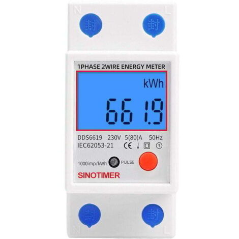 Medidor electrónico multifunción monofásico Pantalla LCD retroiluminada Carril DIN 5 80A 230V Dimensiones: 7,83,56,5cm (1/4)