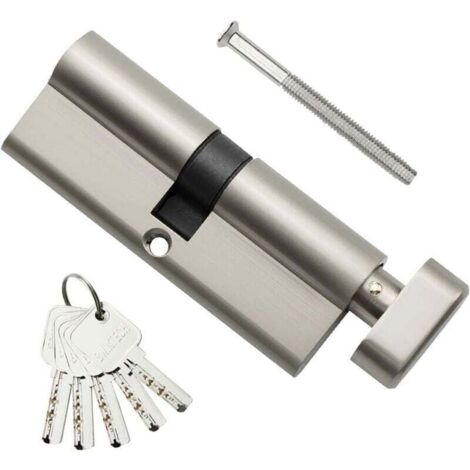Cilindro de latón estilo europeo de 40 dientes/40 mm, cerradura de cilindro con llave de 80 mm y 3 llaves horizontales de latón, resistente a ganzúas, taladros y golpes, níquel satinado. (1/4)