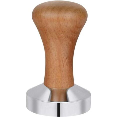 Prensa de café de acero inoxidable de 51 mm, prensa para café en polvo, prensa para café expreso, accesorio de cocina con mango de madera, para oficina, hogar y fiestas. (1/4)