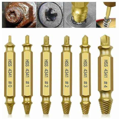 Kit de extractor de tornillos rotos (6 unidades) para portabrocas, extractor de tornillos dañados, extractor de cabezas de tornillos y extractor de pernos para extraer tornillos. (1/4)