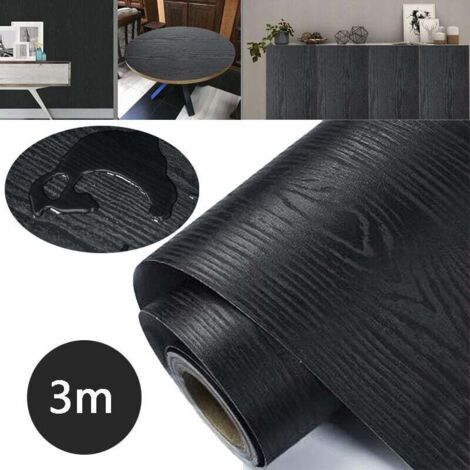 Papel adhesivo para muebles de madera negra, 40 x 30 cm, vinilo autoadhesivo de PVC para pared, pegatinas para cocina, decoración de dormitorio, salón y muebles.
