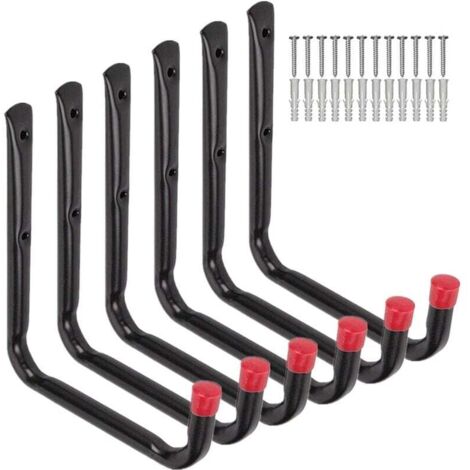 Paquete de 6 ganchos de almacenamiento resistentes para garaje, colgadores de pared de 6,7 pulgadas para manguera de jardín, silla plegable y bicicleta